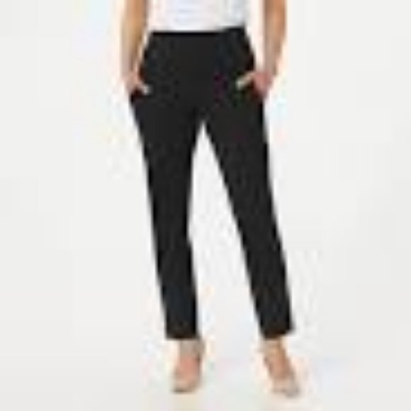 NWT WOMEN WITH CONTROL SEAMED TUMMY CONTROL ANKLE PANTS W/POCKETS NAVY XXS - Picture 2 of 9